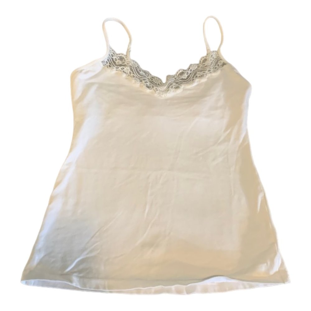 Express White Sexy Basics Tank Top Cami Lace GUC Size Large #018